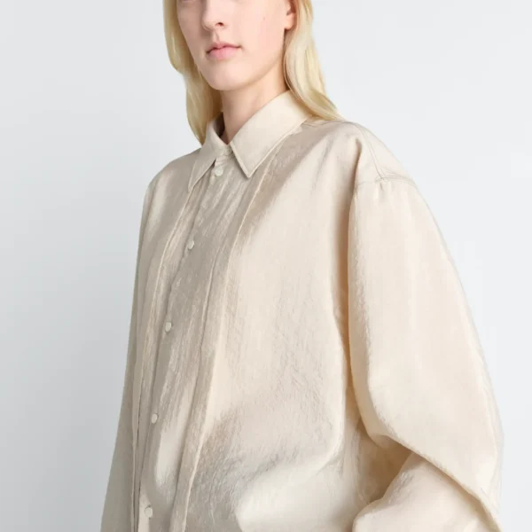 Lemaire Long Shirt with Tie in Dry Silk - Tops - Parisian Minimalist Luxury at Coveti