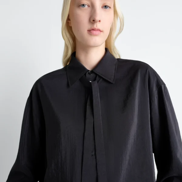 Lemaire Long Shirt with Tie in Dry Silk - Tops - Parisian Minimalist Luxury at Coveti