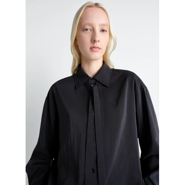 Lemaire Long Shirt with Tie in Dry Silk, view 5