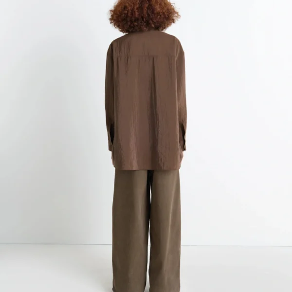 Lemaire Long Shirt with Tie in Dry Silk - Tops - Parisian Minimalist Luxury at Coveti