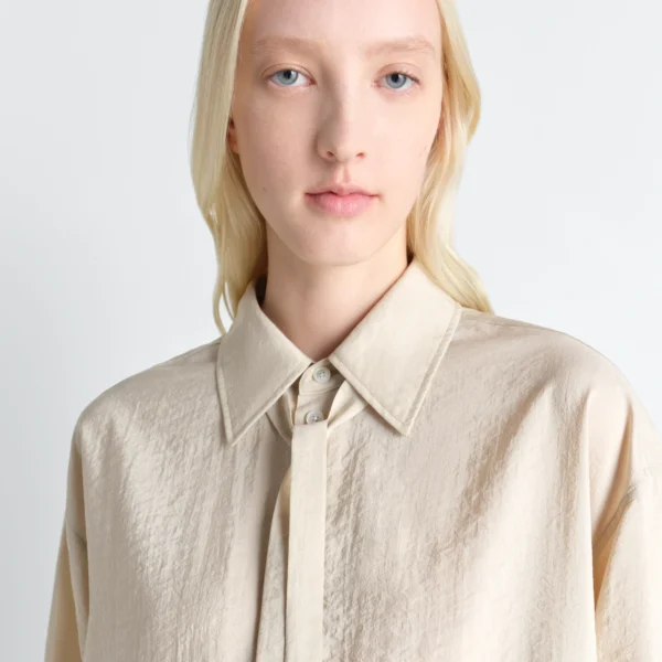 Lemaire Long Shirt with Tie in Dry Silk - Tops - Parisian Minimalist Luxury at Coveti