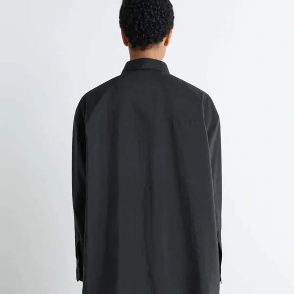 Lemaire Long Shirt with Tie in Dry Silk - Tops - Parisian Minimalist Luxury at Coveti