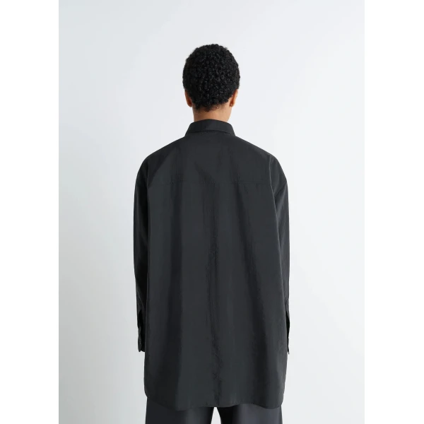 Lemaire Long Shirt with Tie in Dry Silk, view 5