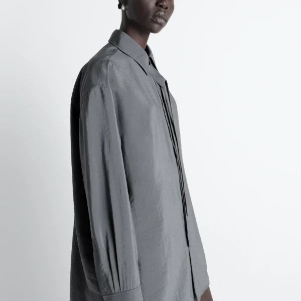 Lemaire Long Shirt with Tie in Dry Silk - Tops - Parisian Minimalist Luxury at Coveti