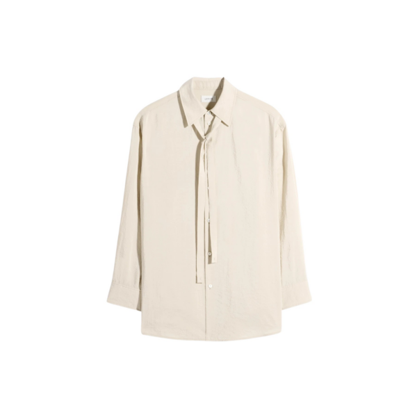 Lemaire Long Shirt with Tie in Dry Silk - Tops - Parisian Minimalist Luxury at Coveti