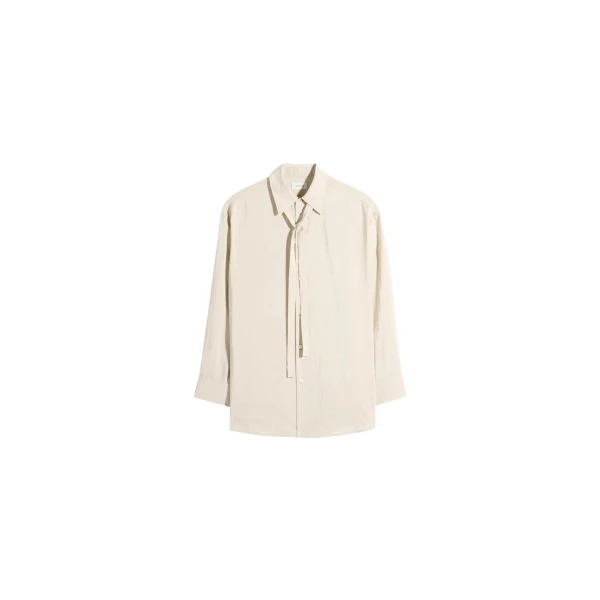 Lemaire Long Shirt with Tie in Dry Silk - Tops - Parisian Minimalist Luxury at Coveti