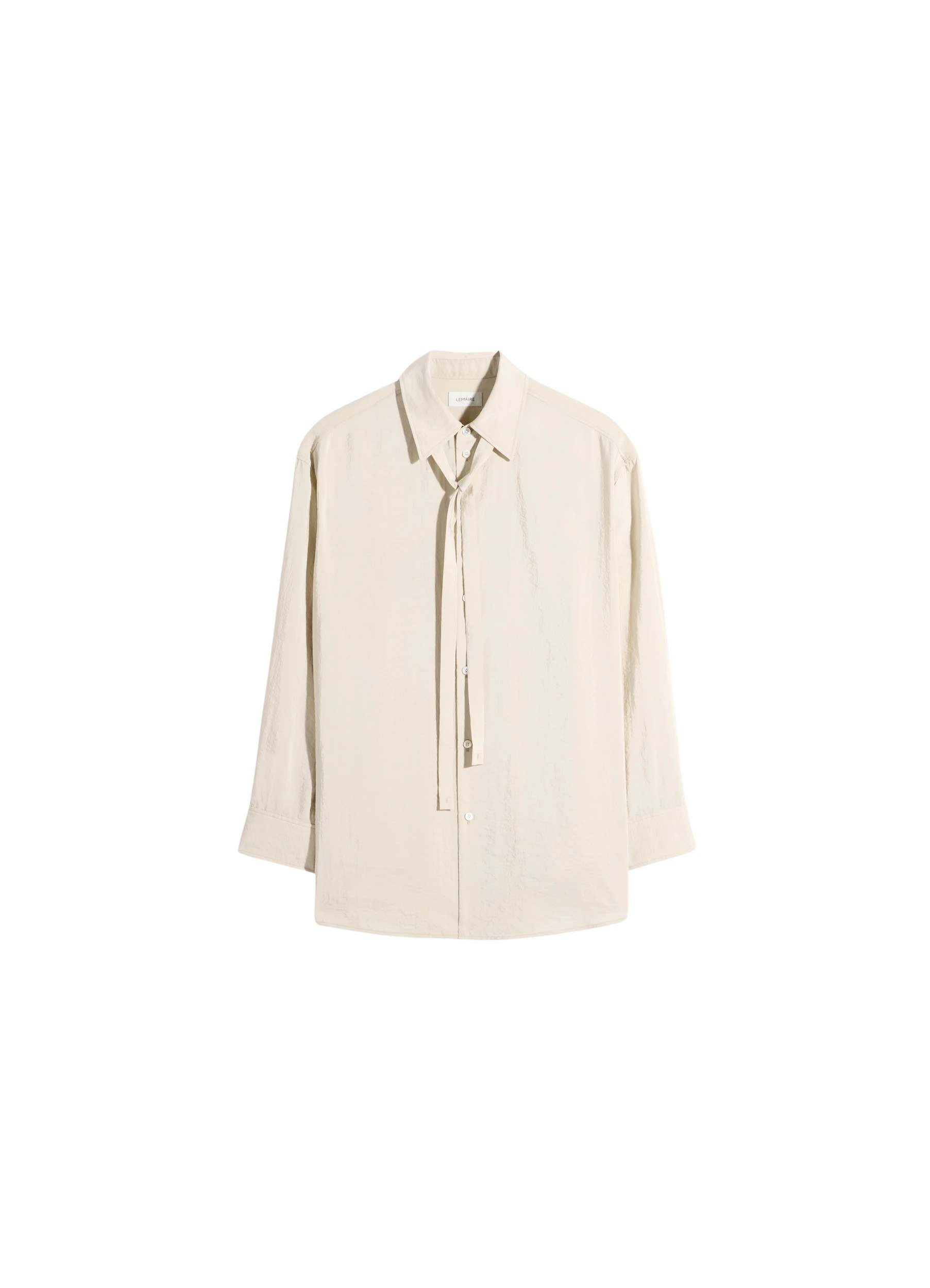 Lemaire Long Shirt with Tie in Dry Silk