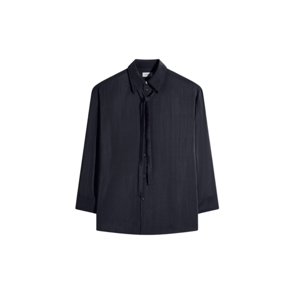 Lemaire Long Shirt with Tie in Dry Silk - Tops - Parisian Minimalist Luxury at Coveti
