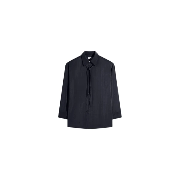 Lemaire Long Shirt with Tie in Dry Silk - Tops - Parisian Minimalist Luxury at Coveti