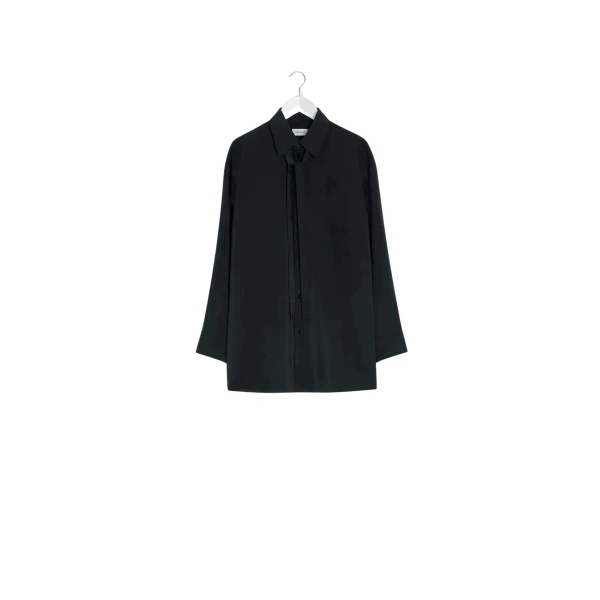 Lemaire Long Shirt with Tie in Dry Silk - Tops - Parisian Minimalist Luxury at Coveti