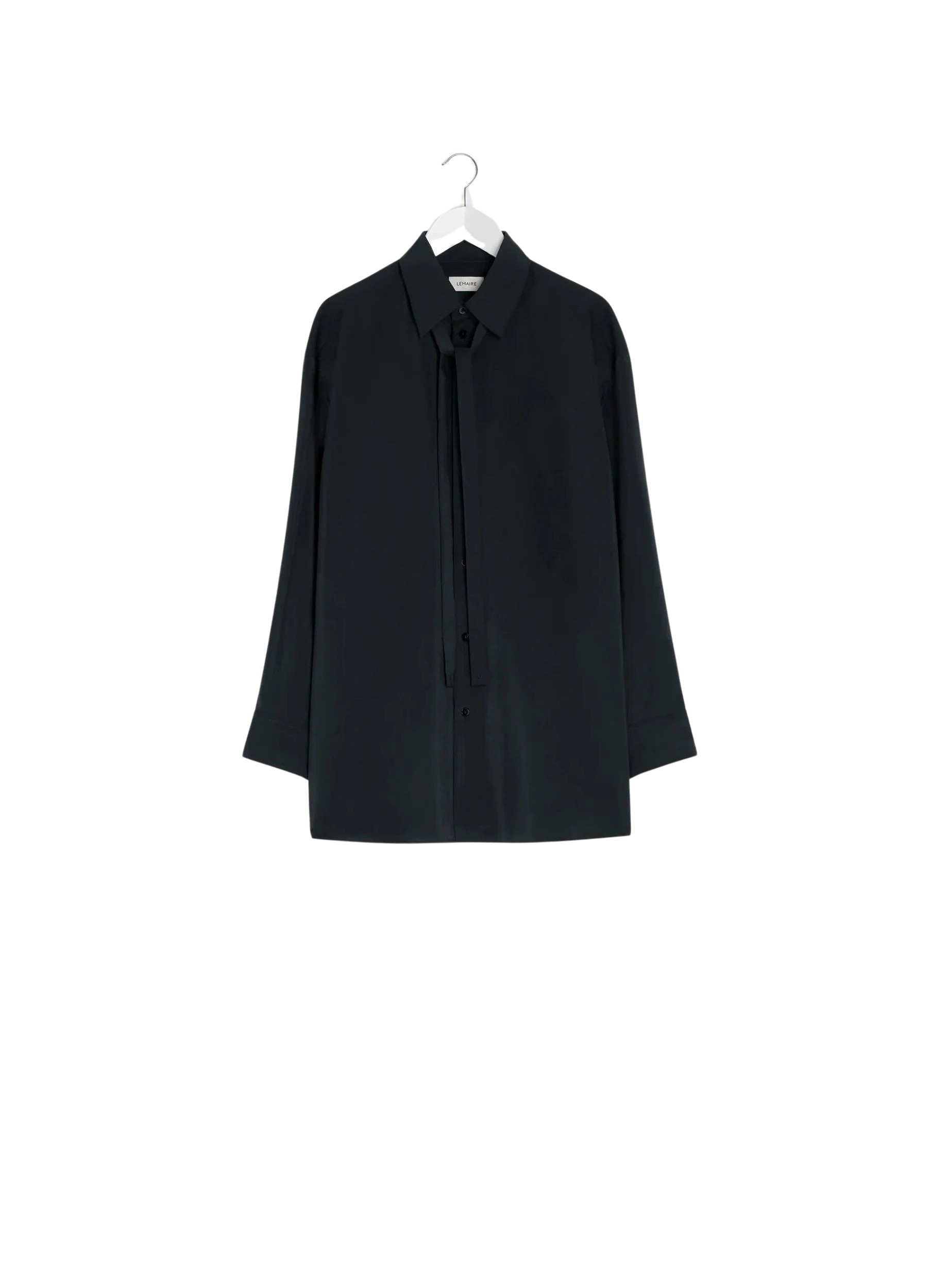 Lemaire Long Shirt with Tie in Dry Silk