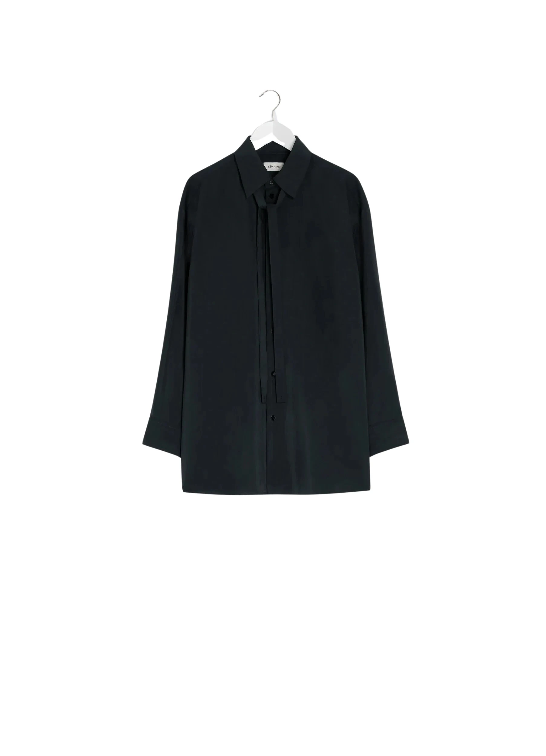 Lemaire-Long-Shirt-with-Tie-in-Dry-Silk-coveti-855119_nobg Lemaire Long Shirt with Tie in Dry Silk - Tops - Parisian Minimalist Luxury at Coveti