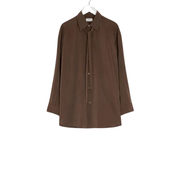 Lemaire Long Shirt with Tie in Dry Silk - Tops - Parisian Minimalist Luxury at Coveti