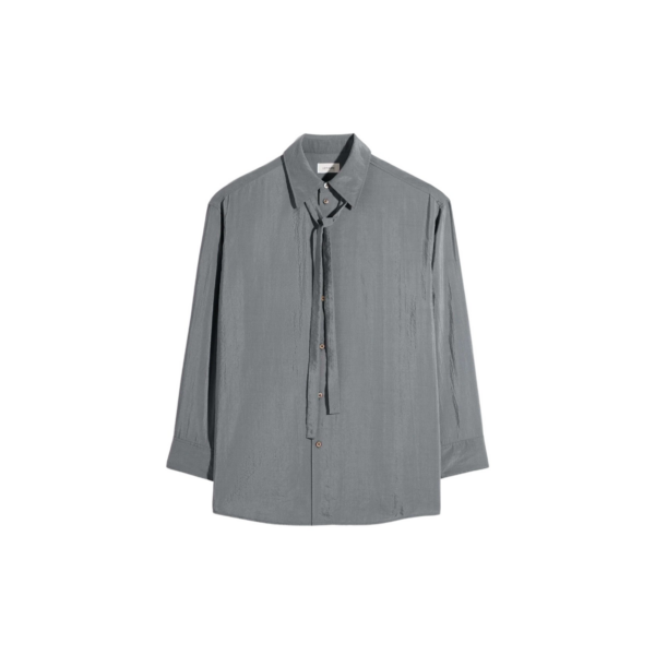 Lemaire Long Shirt with Tie in Dry Silk - Tops - Parisian Minimalist Luxury at Coveti