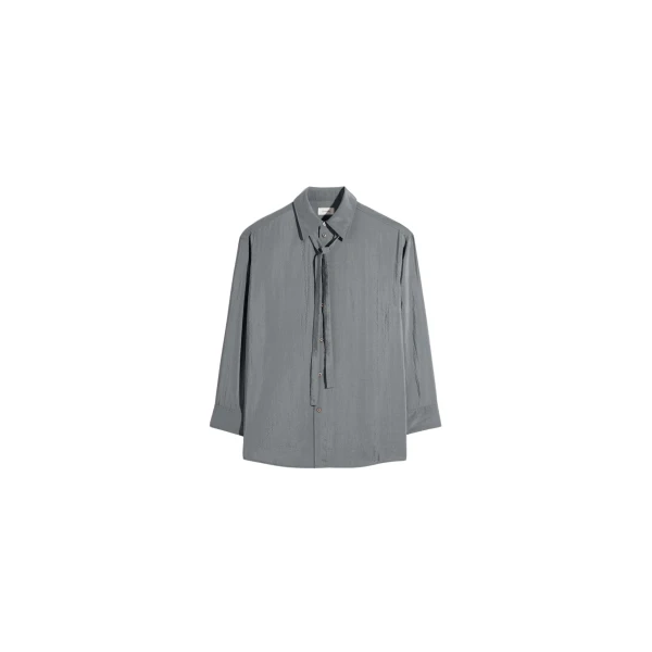 Lemaire Long Shirt with Tie in Dry Silk - Tops - Parisian Minimalist Luxury at Coveti