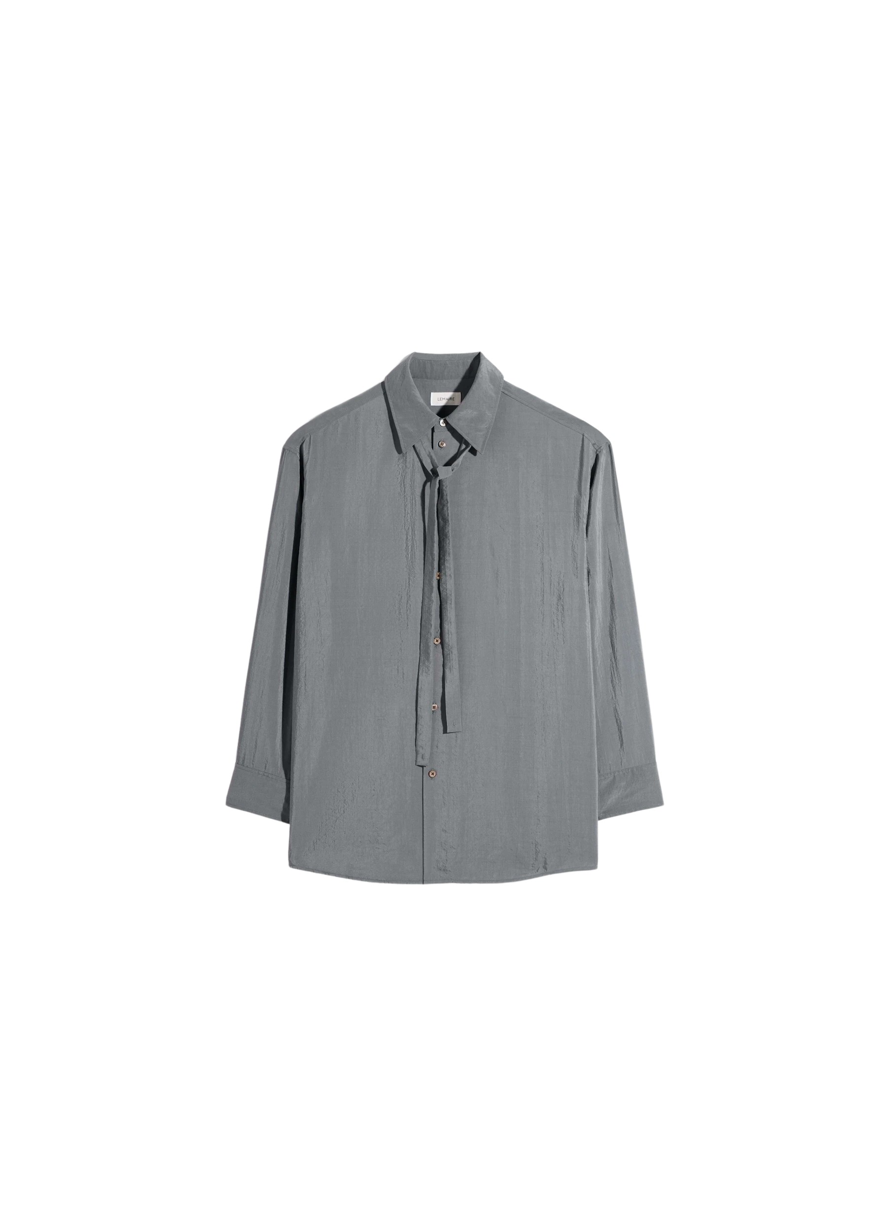 Lemaire Long Shirt with Tie in Dry Silk