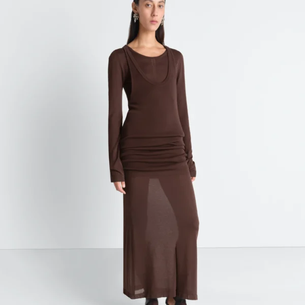 Lemaire Long Sleeve Tube Dress in Viscose Crepe - Dresses - Parisian Minimalist Luxury at Coveti