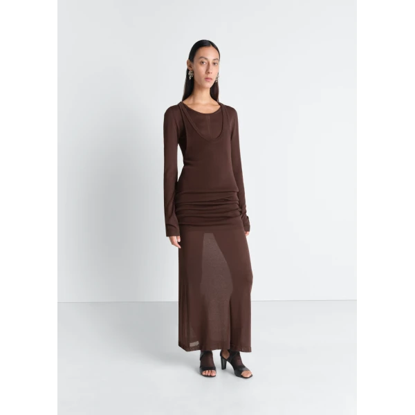 Lemaire Long Sleeve Tube Dress in Viscose Crepe, view 3