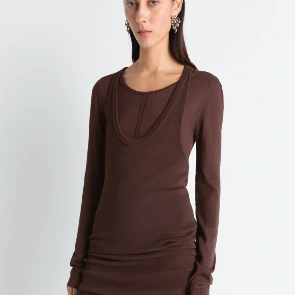 Lemaire Long Sleeve Tube Dress in Viscose Crepe - Dresses - Parisian Minimalist Luxury at Coveti