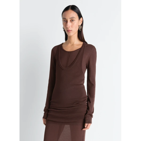 Lemaire Long Sleeve Tube Dress in Viscose Crepe, view 5