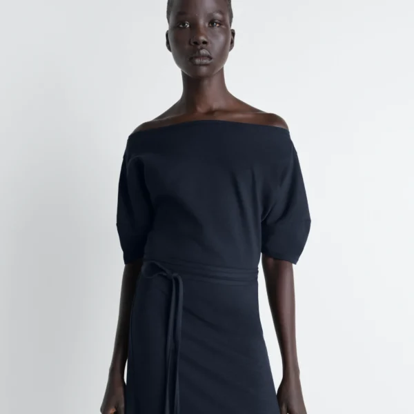 Lemaire Off Shoulder Dress in Jersey - Dresses - Parisian Minimalist Luxury at Coveti