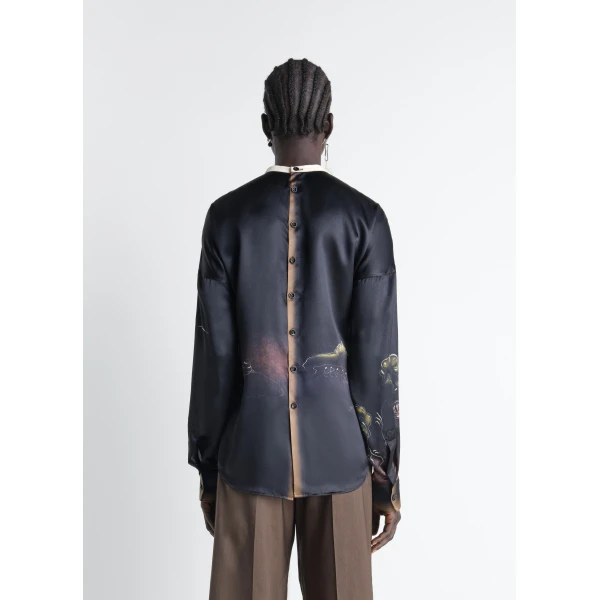 Lemaire Plastron Top in Landscape Printed Silk, view 2