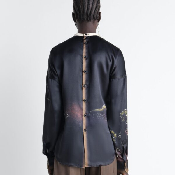 Lemaire Plastron Top in Landscape Printed Silk - Tops - Parisian Minimalist Luxury at Coveti