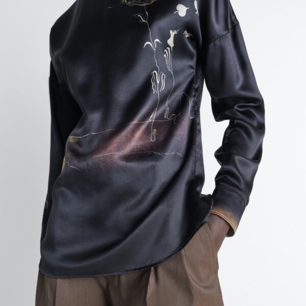 Lemaire Plastron Top in Landscape Printed Silk - Tops - Parisian Minimalist Luxury at Coveti