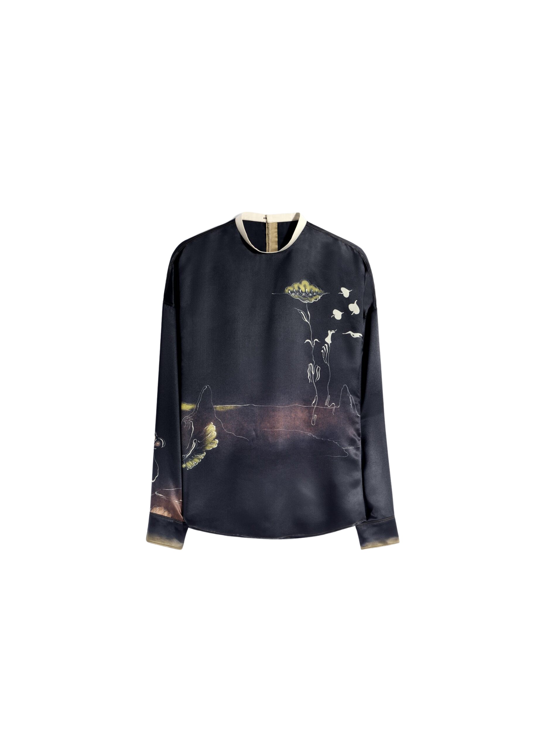 Lemaire Plastron Top in Landscape Printed Silk