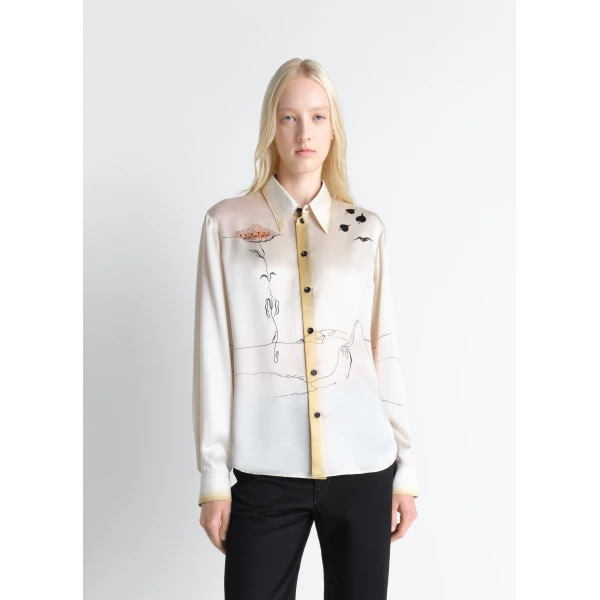 Lemaire Pointed Collar Shirt in Landscape Printed Silk, view 3