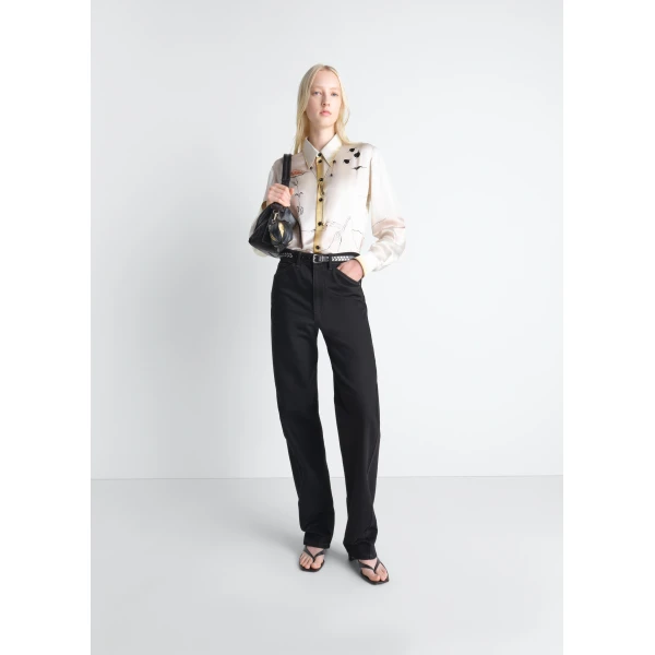 Lemaire Pointed Collar Shirt in Landscape Printed Silk, view 4