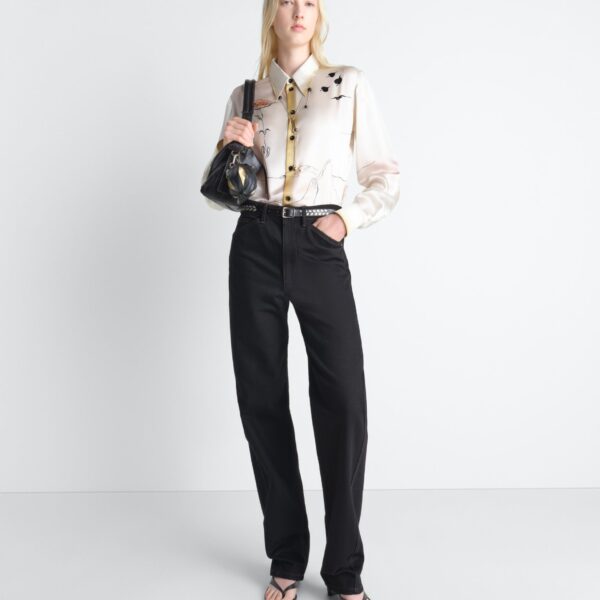 Lemaire Pointed Collar Shirt in Landscape Printed Silk - Tops - Parisian Minimalist Luxury at Coveti