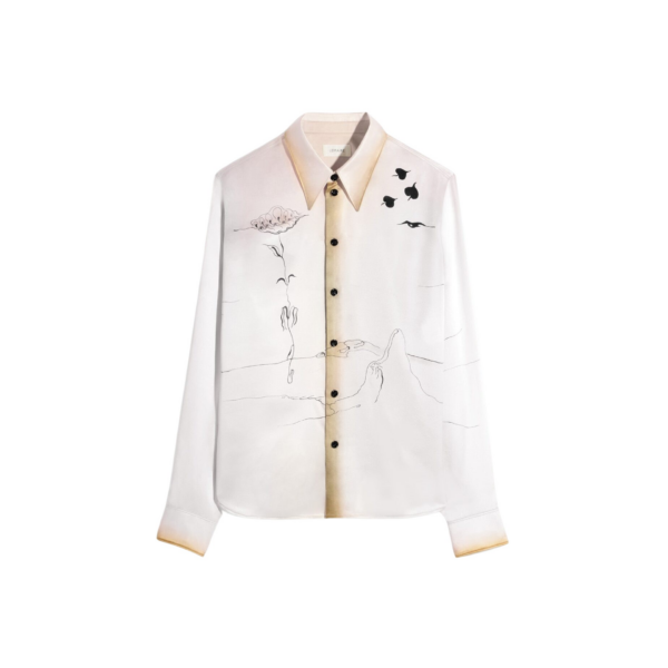 Lemaire Pointed Collar Shirt in Landscape Printed Silk - Tops - Parisian Minimalist Luxury at Coveti