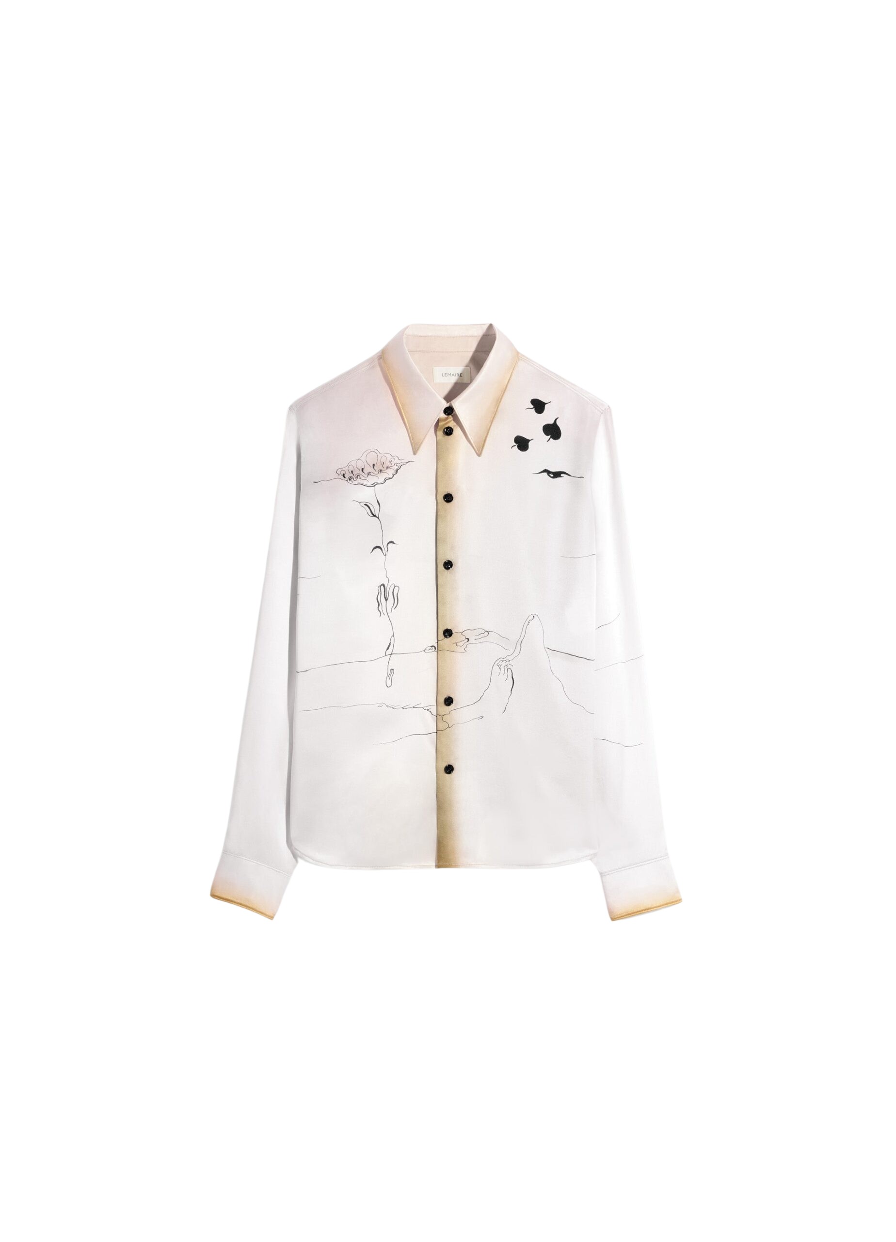 Lemaire Pointed Collar Shirt in Landscape Printed Silk