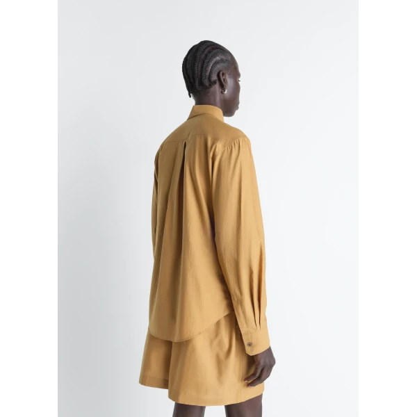 Lemaire Pointed Collar Shirt in Washed Cotton Silk, view 2