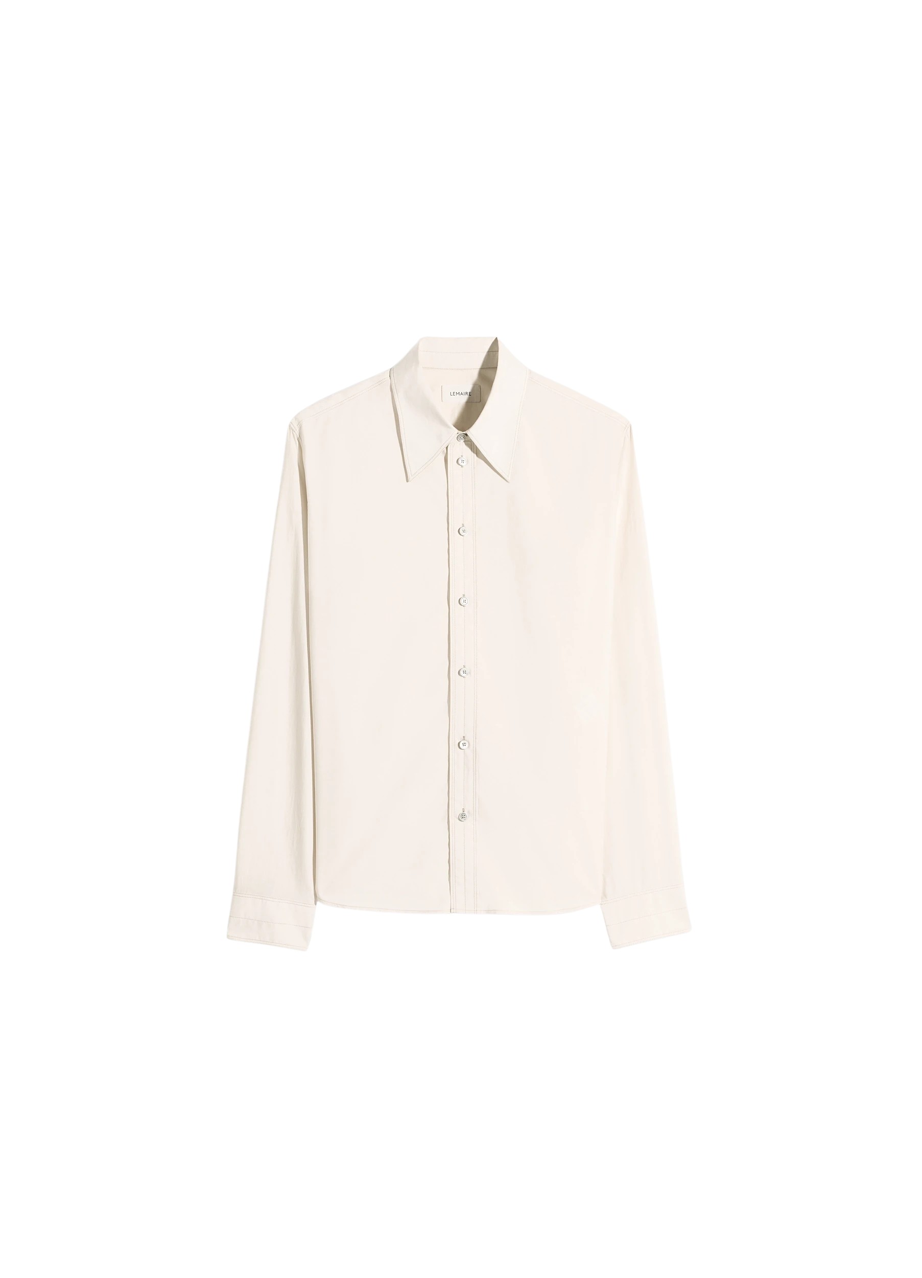Lemaire Pointed Collar Shirt in Washed Cotton Silk