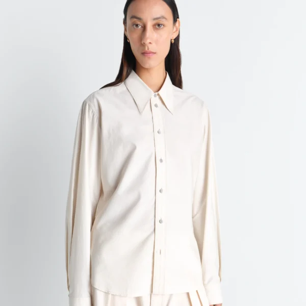 Lemaire Pointed Collar Shirt in Washed Cotton Silk - Tops - Parisian Minimalist Luxury at Coveti