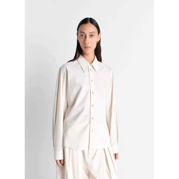 Lemaire Pointed Collar Shirt in Washed Cotton Silk, view 2