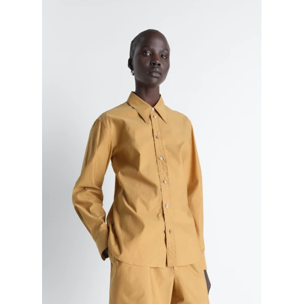 Lemaire Pointed Collar Shirt in Washed Cotton Silk, view 3