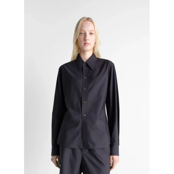 Lemaire Pointed Collar Shirt in Washed Cotton Silk, view 2