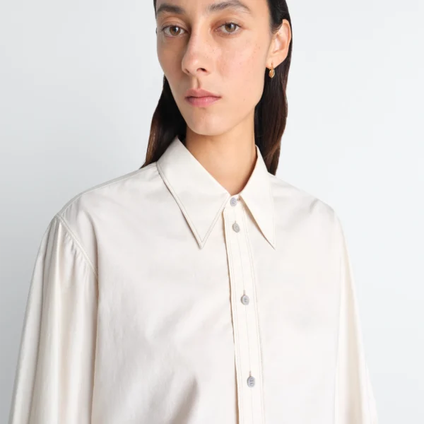Lemaire Pointed Collar Shirt in Washed Cotton Silk - Tops - Parisian Minimalist Luxury at Coveti