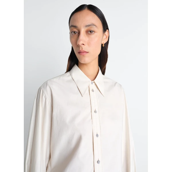 Lemaire Pointed Collar Shirt in Washed Cotton Silk, view 3
