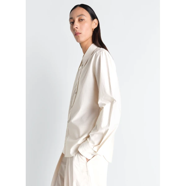 Lemaire Pointed Collar Shirt in Washed Cotton Silk, view 4