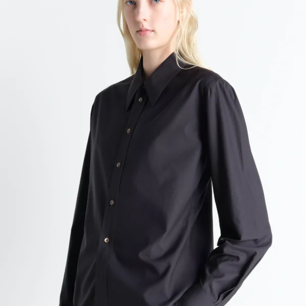 Lemaire Pointed Collar Shirt in Washed Cotton Silk - Tops - Parisian Minimalist Luxury at Coveti