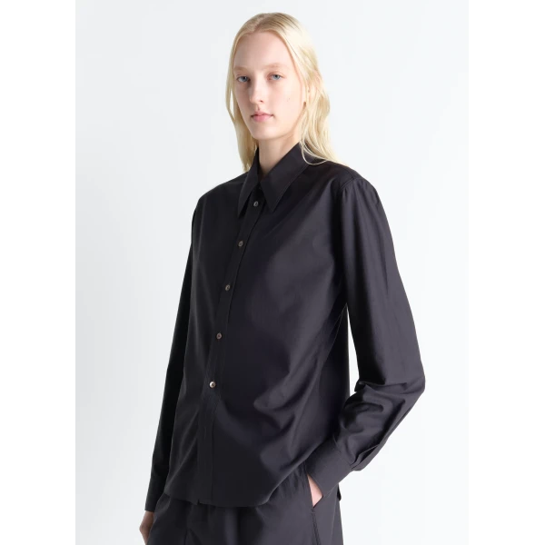 Lemaire Pointed Collar Shirt in Washed Cotton Silk, view 4