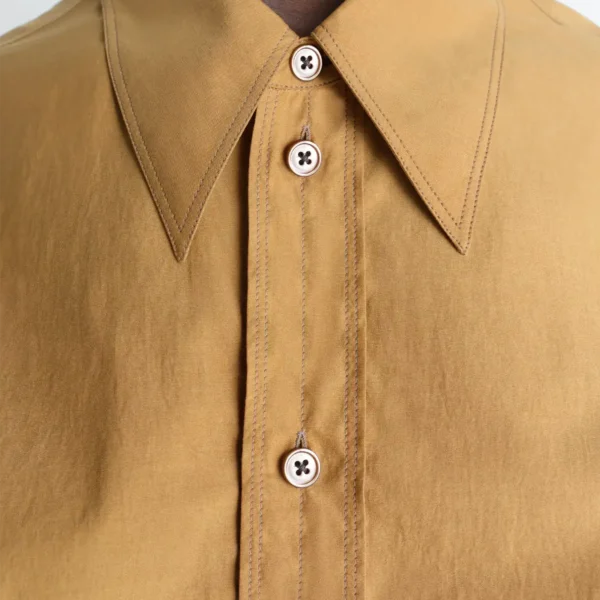 Lemaire Pointed Collar Shirt in Washed Cotton Silk - Tops - Parisian Minimalist Luxury at Coveti