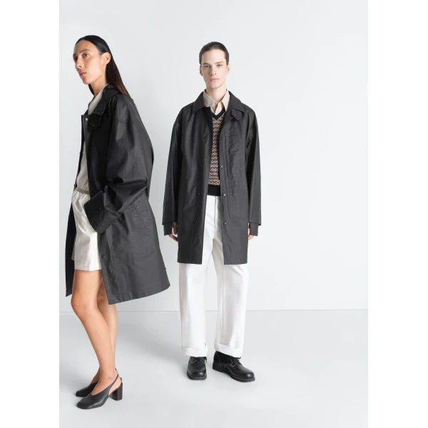 Lemaire Raincoat in Resinated Cotton Coat, view 3