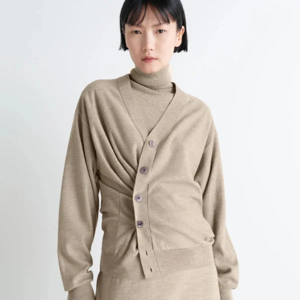 Lemaire Relaxed Twisted Cardigan in Merino Blend - Knitwear - Parisian Minimalist Luxury at Coveti