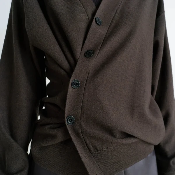 Lemaire Relaxed Twisted Cardigan in Merino Blend - Knitwear - Parisian Minimalist Luxury at Coveti