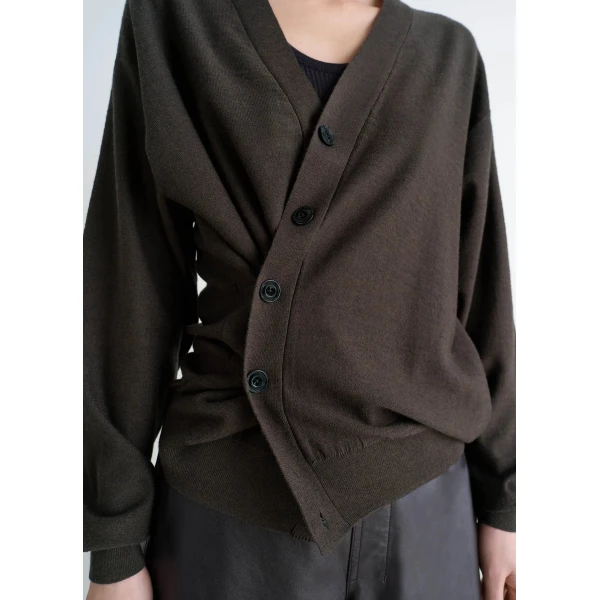 Lemaire Relaxed Twisted Cardigan in Merino Blend, view 5